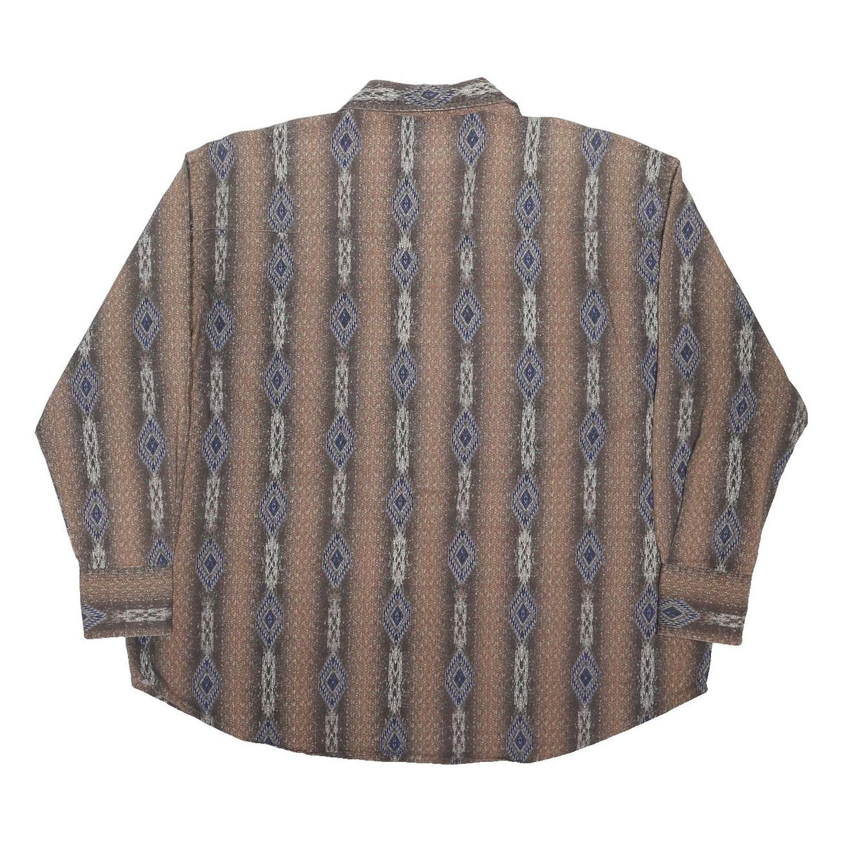 WRANGLER Mens Brown & Blue Pattern Shirt 2XL Cotton Blend Loose Fit Long Sleeve