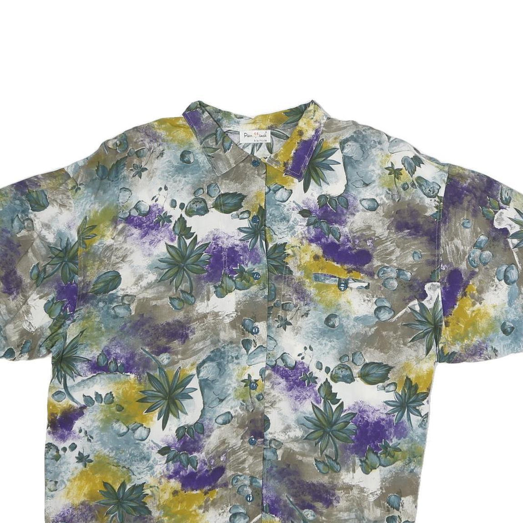 PIERRE FRANCLE Womens White Green Purple Yellow Abstract Print Shirt M