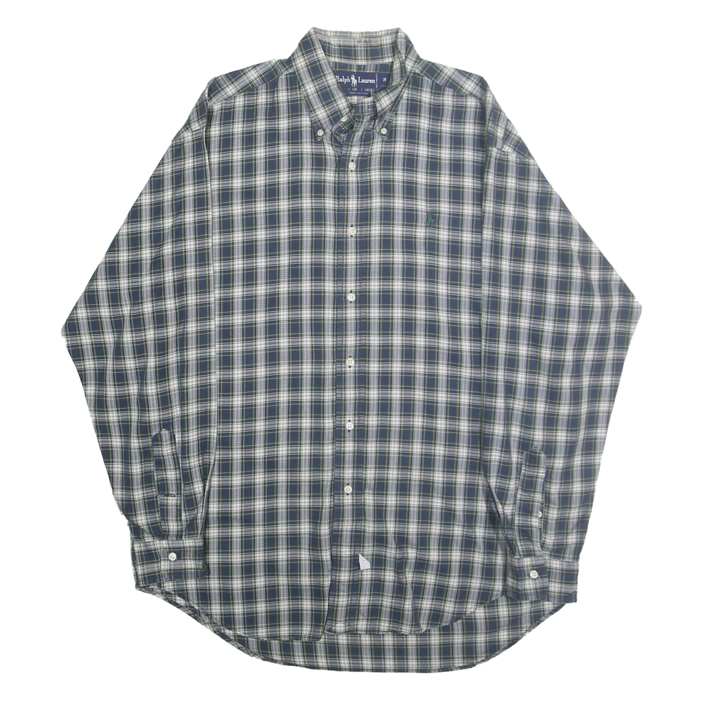 RALPH LAUREN Mens Blue White Check Shirt M Classic Button-Down Cotton Casual
