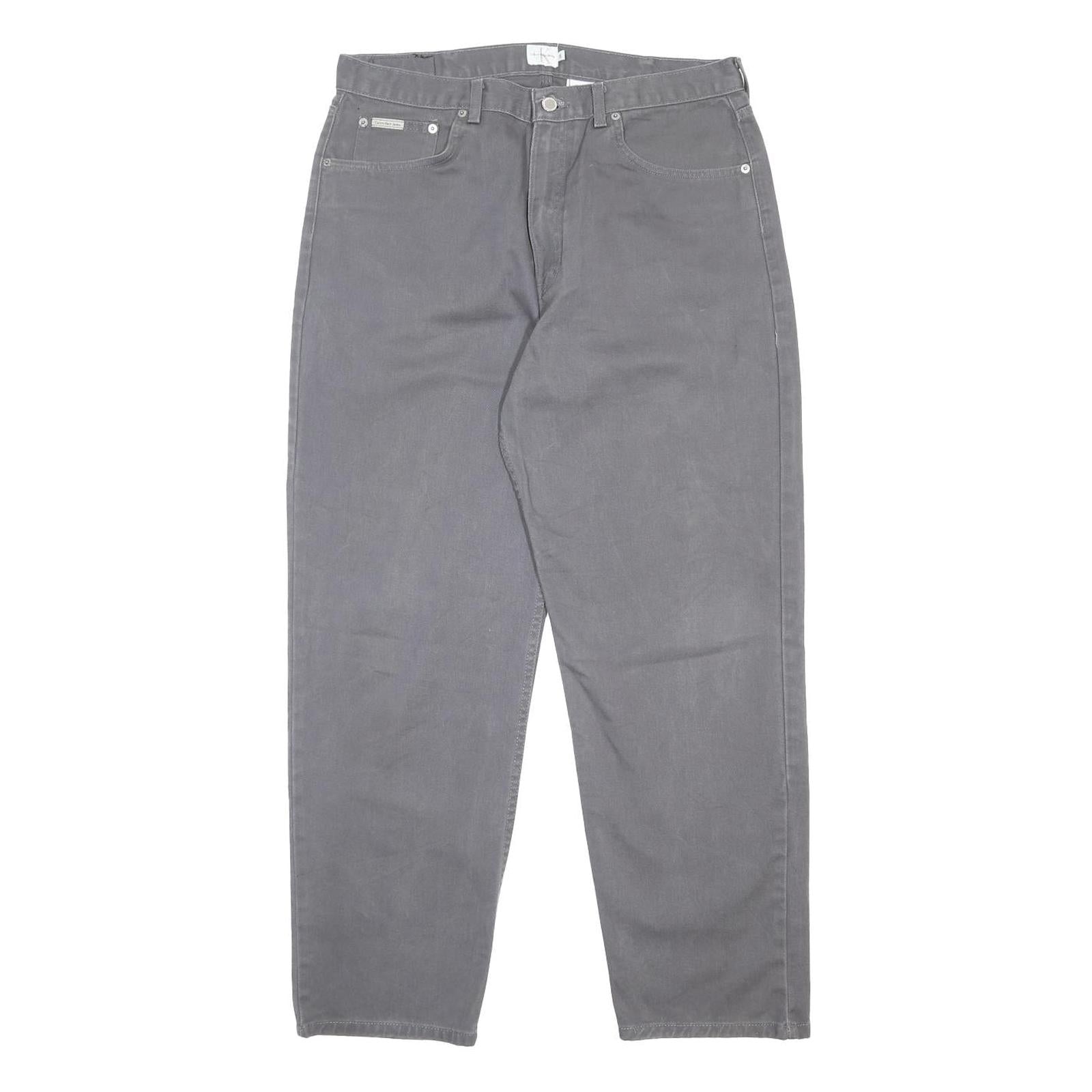 CALVIN KLEIN JEANS Mens Jeans Grey Relaxed Straight Denim Medium W36 L30 Casual