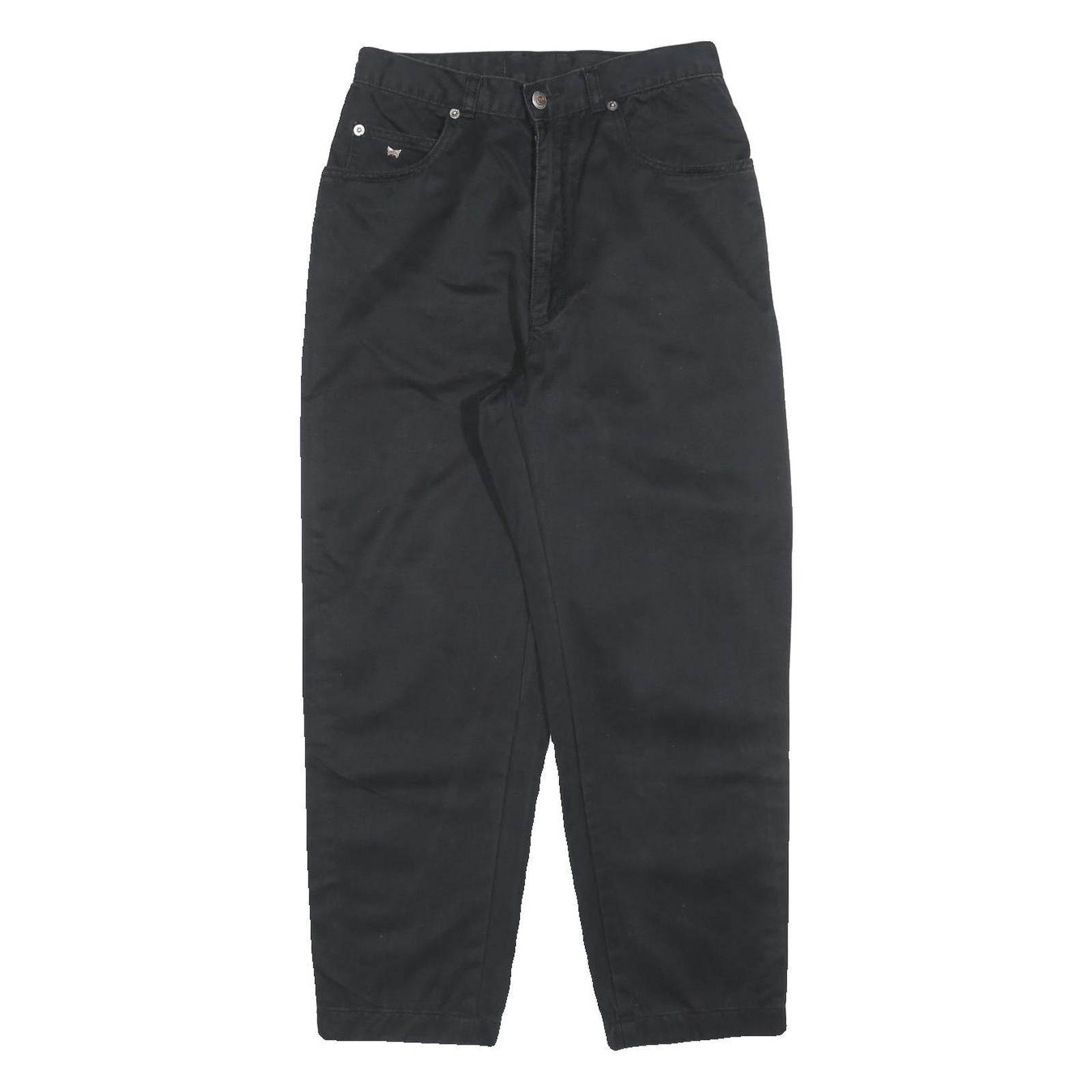 TEDDY'S Womens Cotton Blend Black Relaxed Tapered Trousers W26 L25