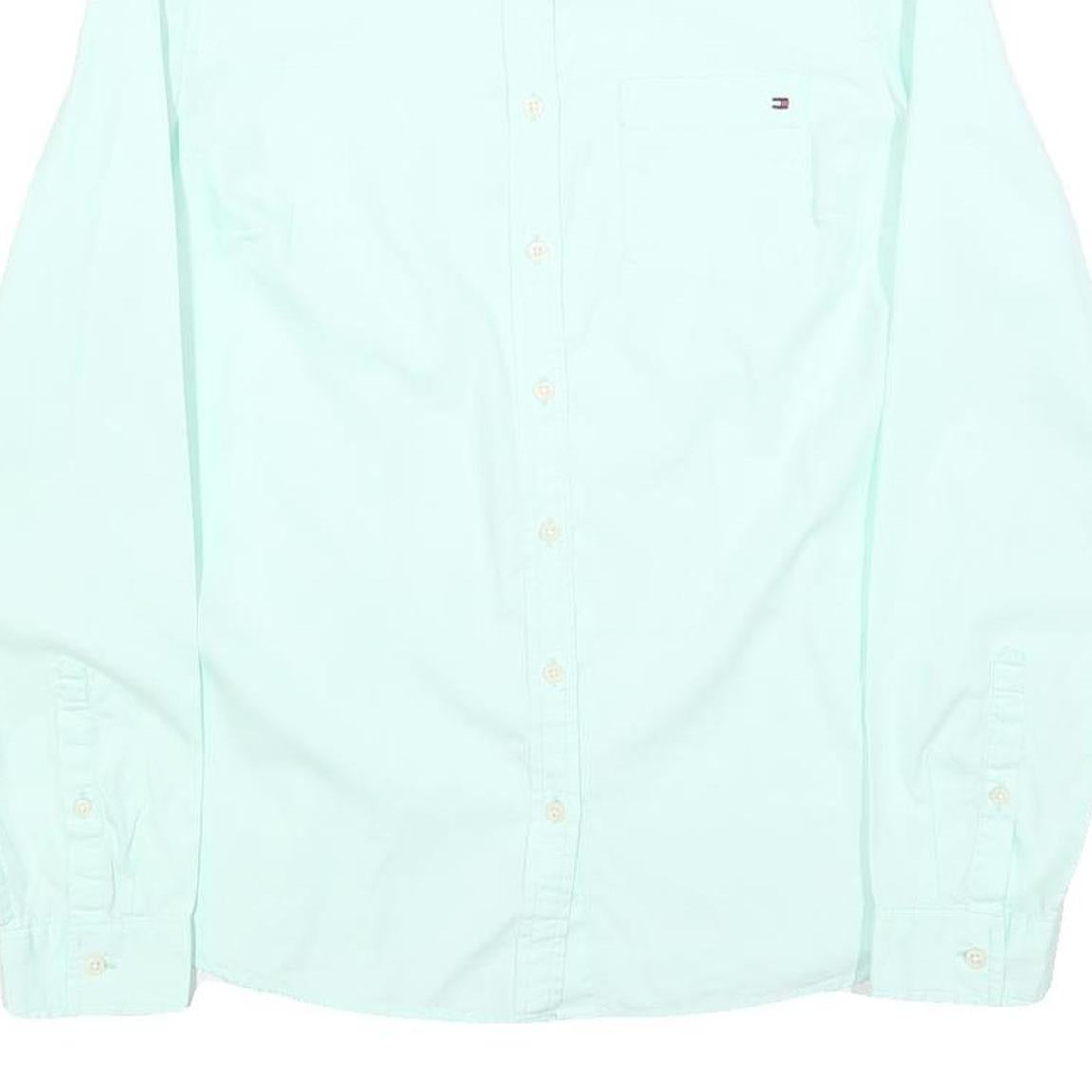 TOMMY HILFIGER Womens Mint Green Shirt M Button Front Chest Pocket Classic