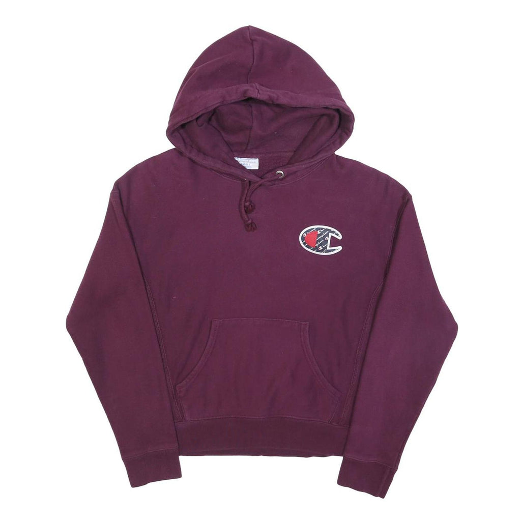 CHAMPION Womens Maroon Cotton Blend Hoodie S Classic Logo Sweatshirt