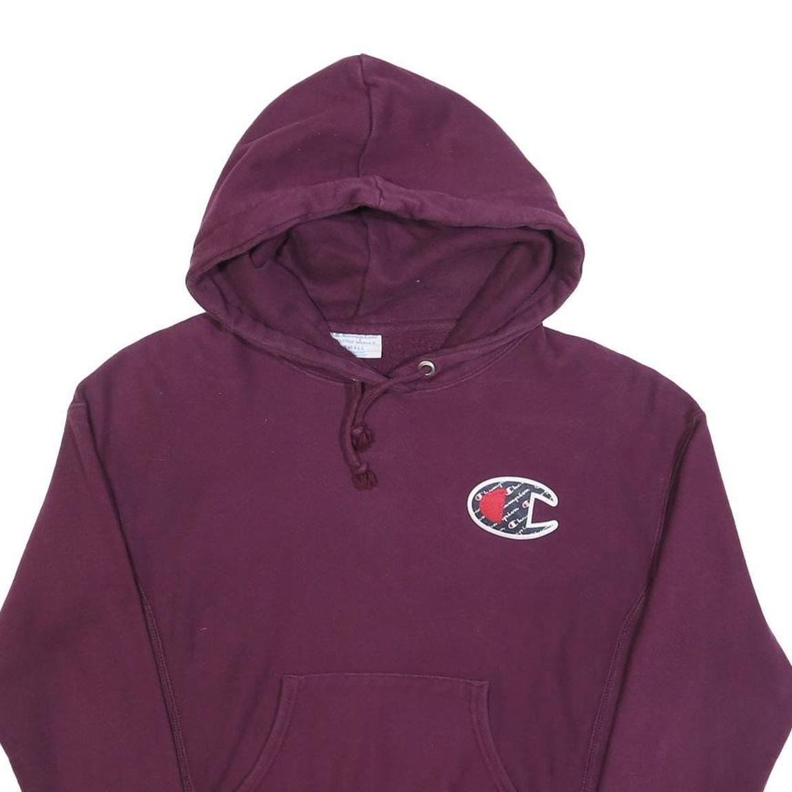 CHAMPION Womens Maroon Cotton Blend Hoodie S Classic Logo Sweatshirt