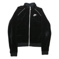 NIKE Womens Black Velvet Track Jacket M Athletic Fit Stand-Up Collar Plain Zip