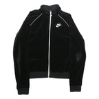 NIKE Womens Black Velvet Track Jacket M Athletic Fit Stand-Up Collar Plain Zip