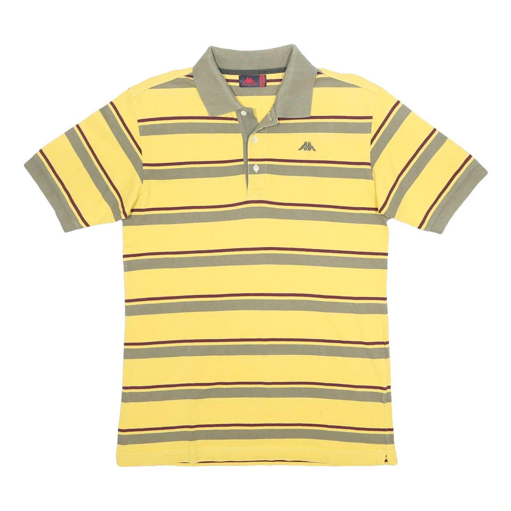 KAPPA Mens Yellow & Green Striped Short Sleeve Polo Shirt M Cotton Casual