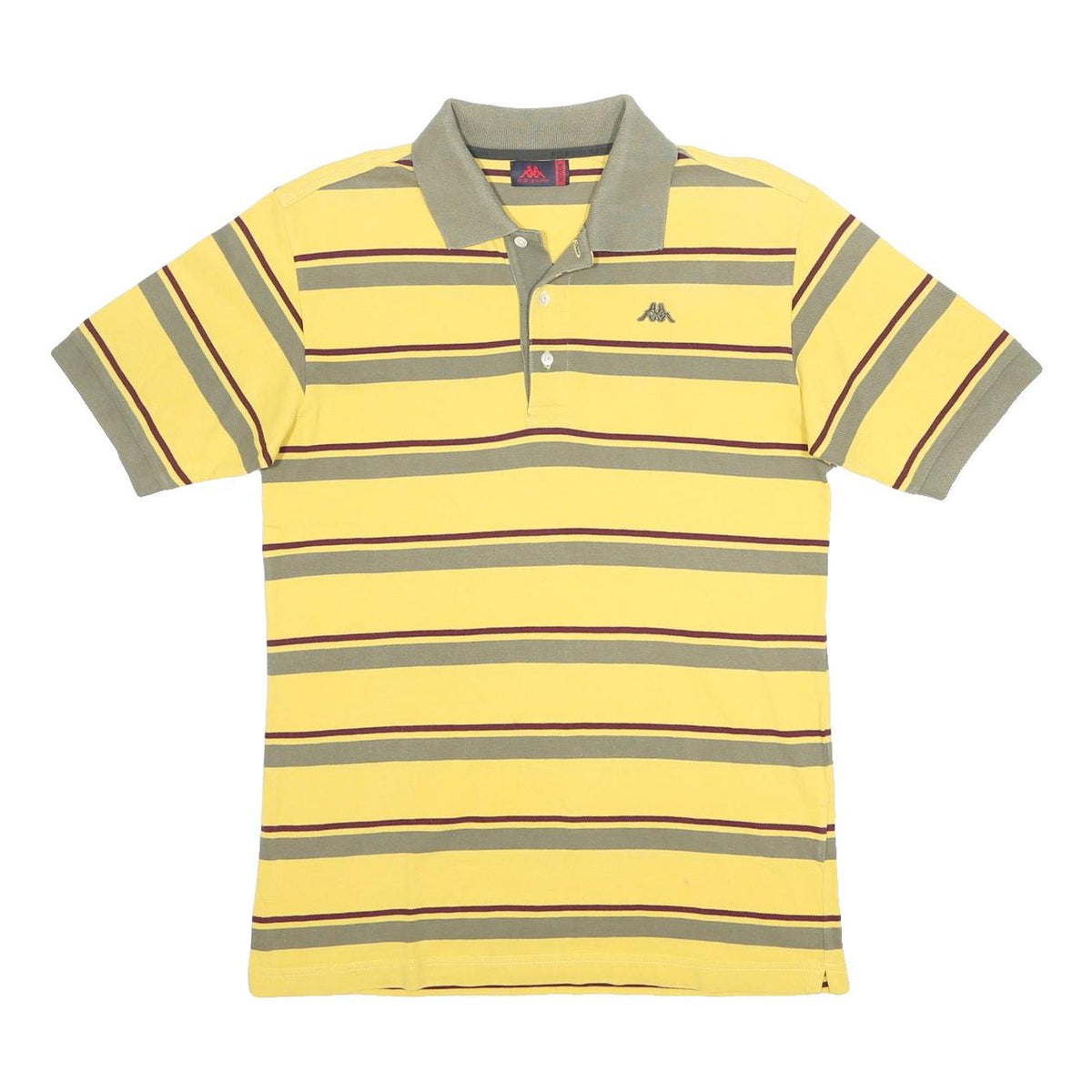 KAPPA Mens Yellow & Green Striped Short Sleeve Polo Shirt M Cotton Casual