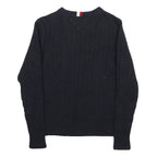 TOMMY HILFIGER Boys Navy Cable Knit Wool Blend Jumper Crew Neck L Classic Style