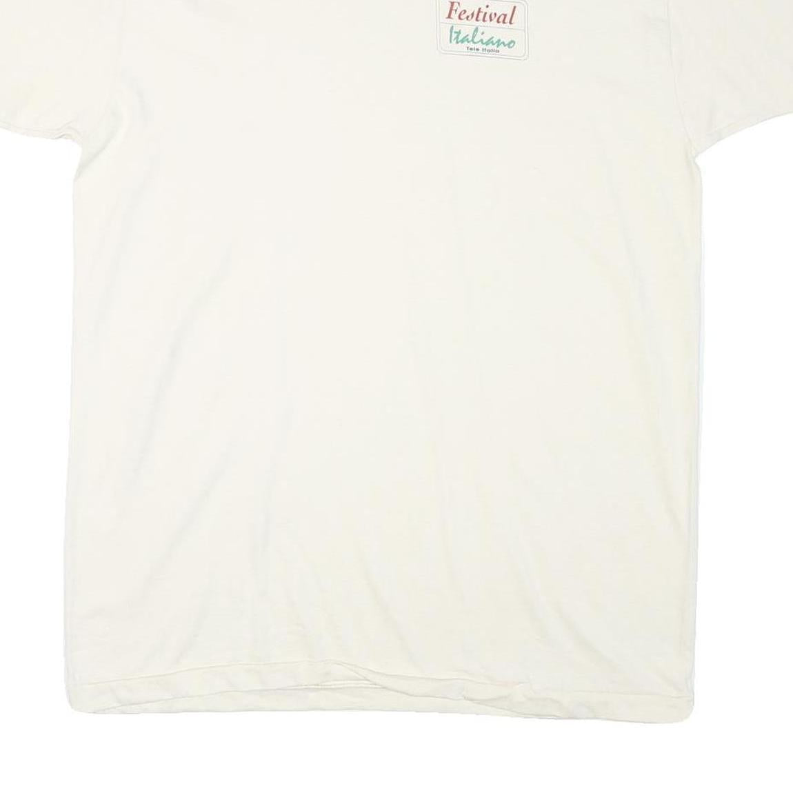 Mens White Festival Italiano Graphic T-Shirt XL Short Sleeve Crew Neck Cotton