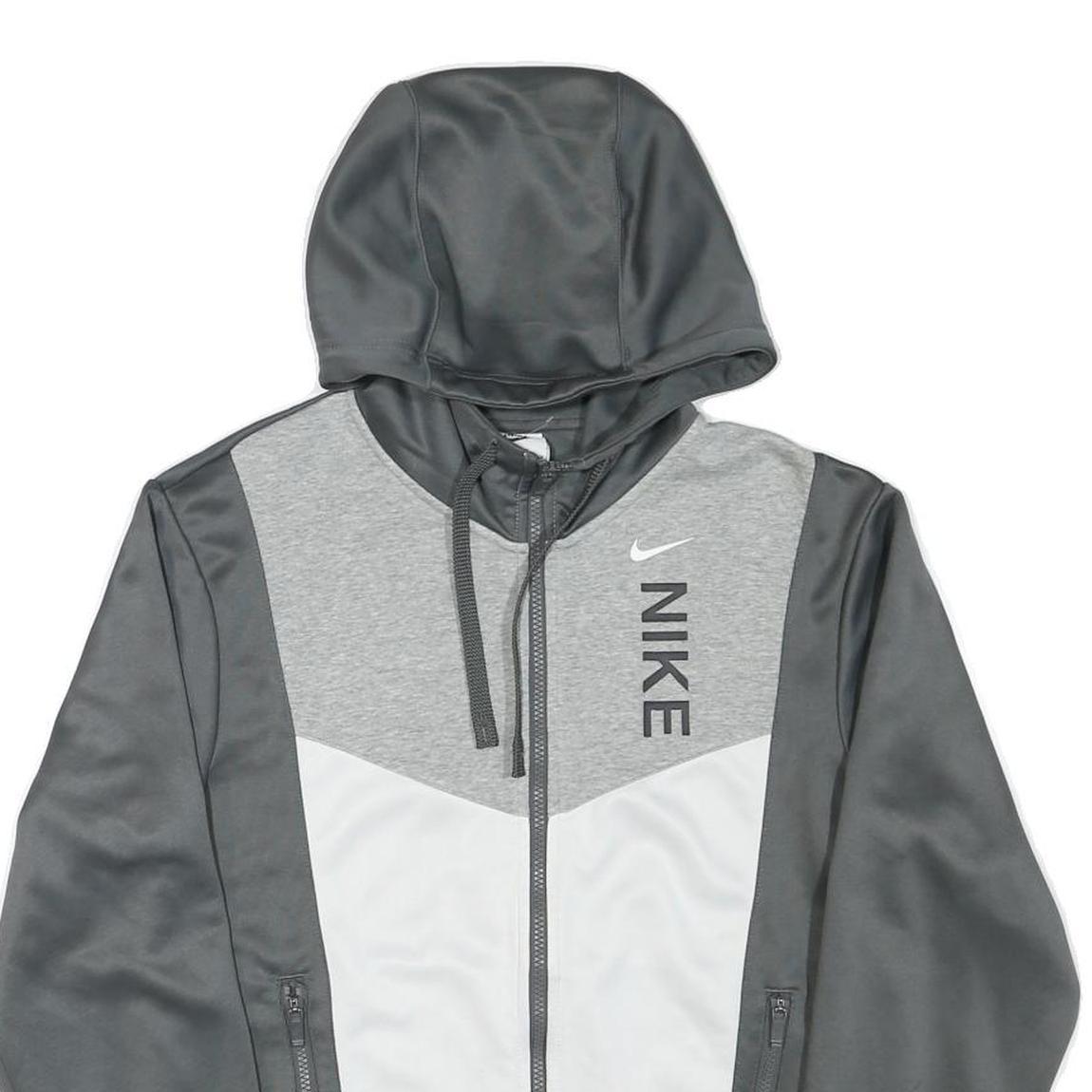 NIKE Mens Grey & Light Grey Full Zip Hoodie XS Polyester Blend Sportswear