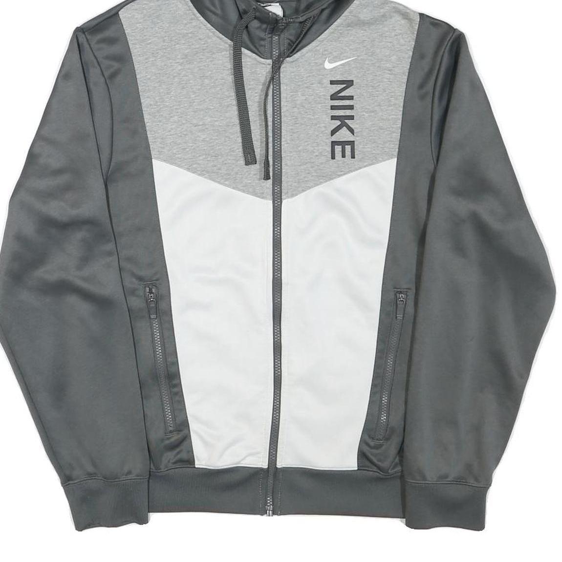 NIKE Mens Grey & Light Grey Full Zip Hoodie XS Polyester Blend Sportswear