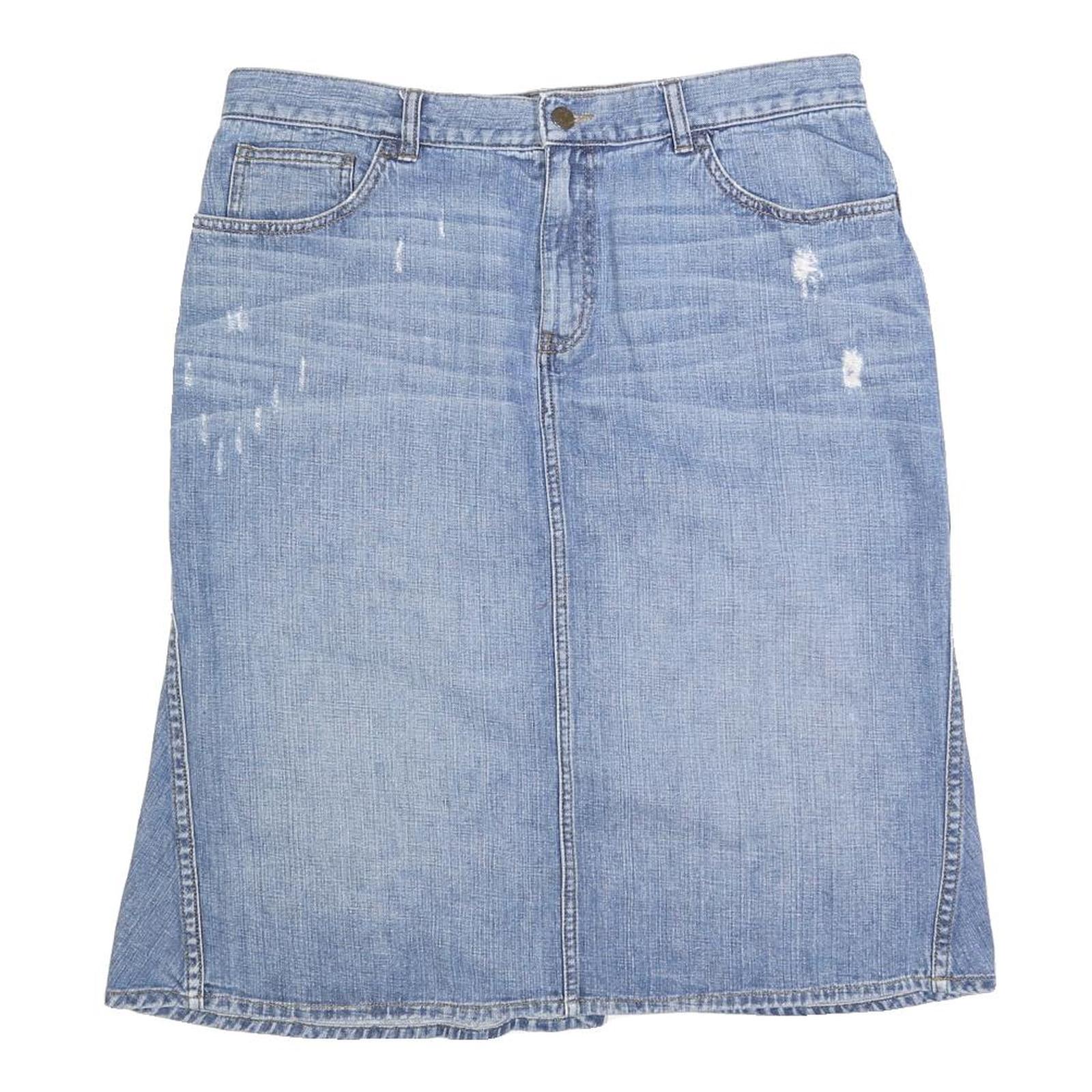 LAUREN RALPH LAUREN Womens Blue Denim Flare Knee Length Cotton Skirt L Stylish