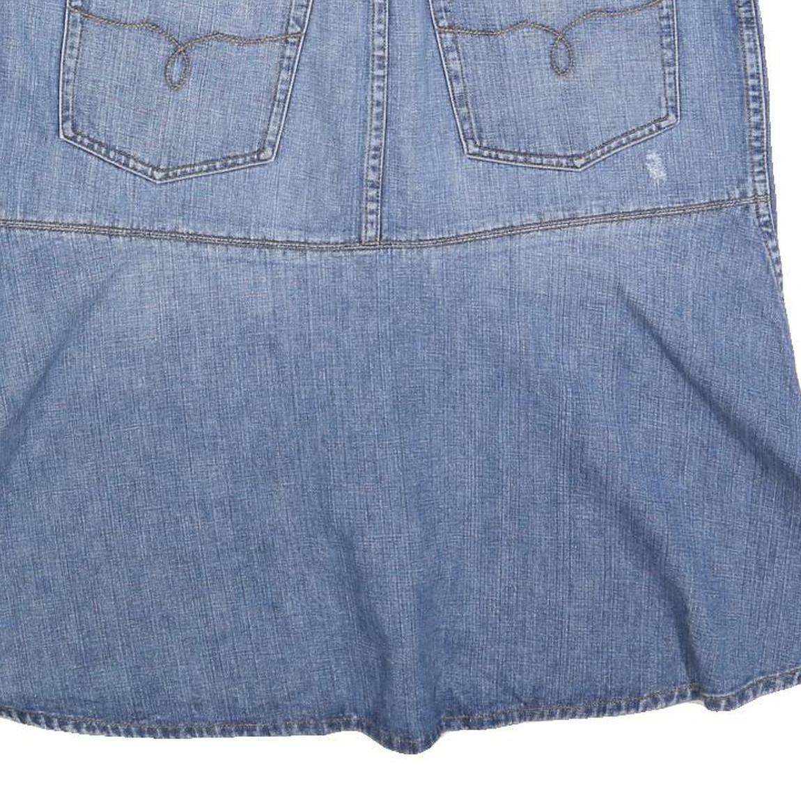 LAUREN RALPH LAUREN Womens Blue Denim Flare Knee Length Cotton Skirt L Stylish