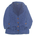 GIOCAM Womens Blouse Blue V-Neck Long Sleeve M