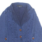 GIOCAM Womens Blouse Blue V-Neck Long Sleeve M