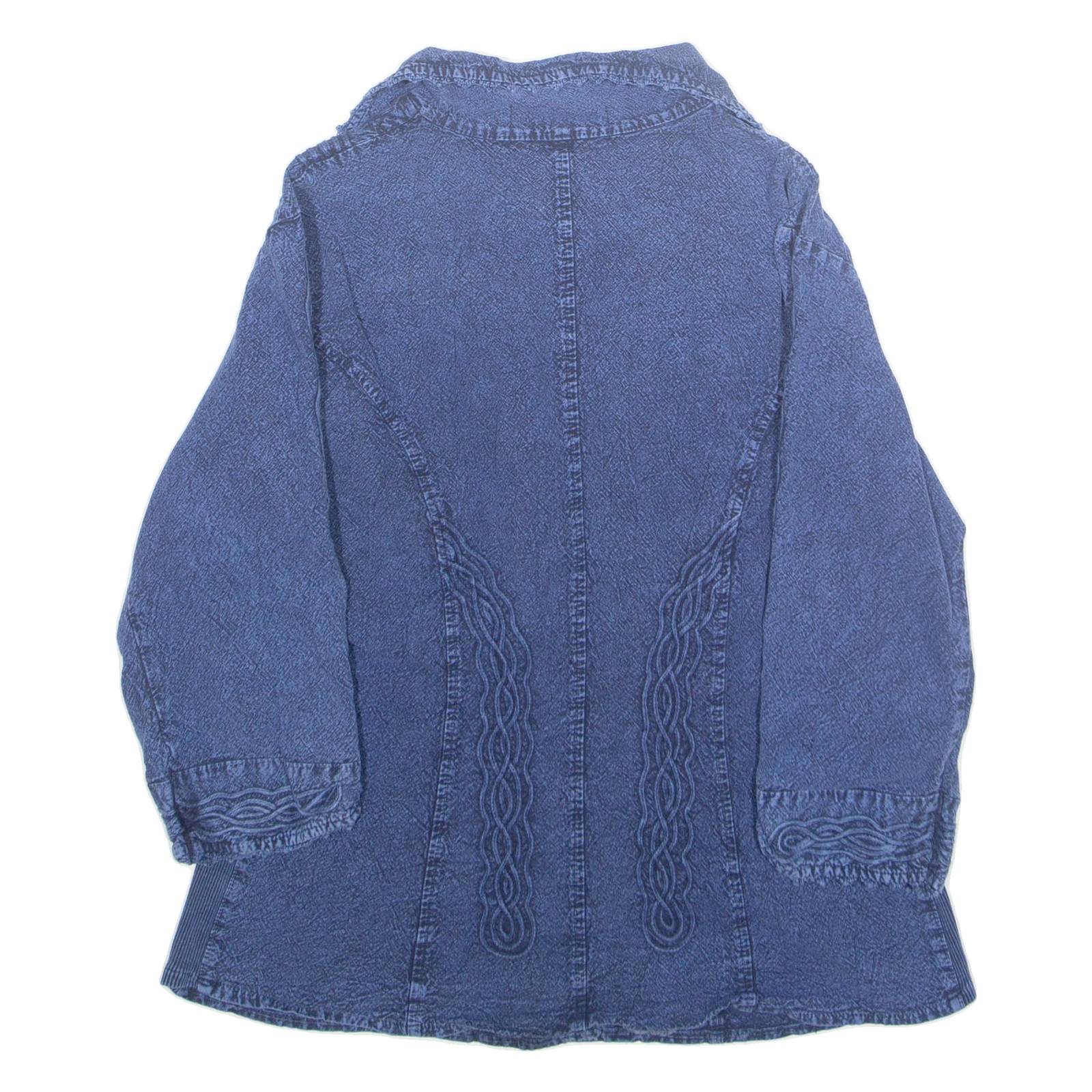 GIOCAM Womens Blouse Blue V-Neck Long Sleeve M