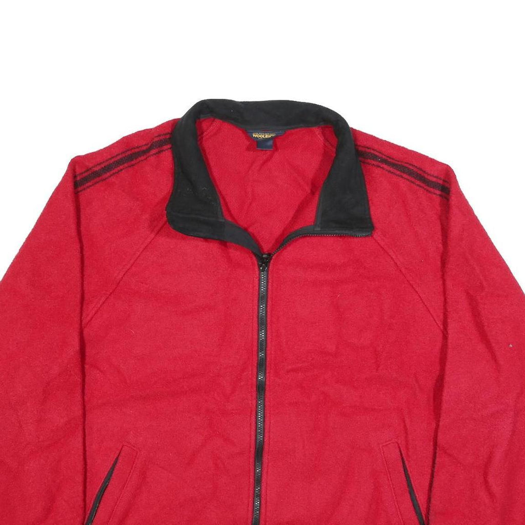 WOOLRICH Mens Red Black Zip Jacket XL Fleece Classic Comfortable Warm Outerwear