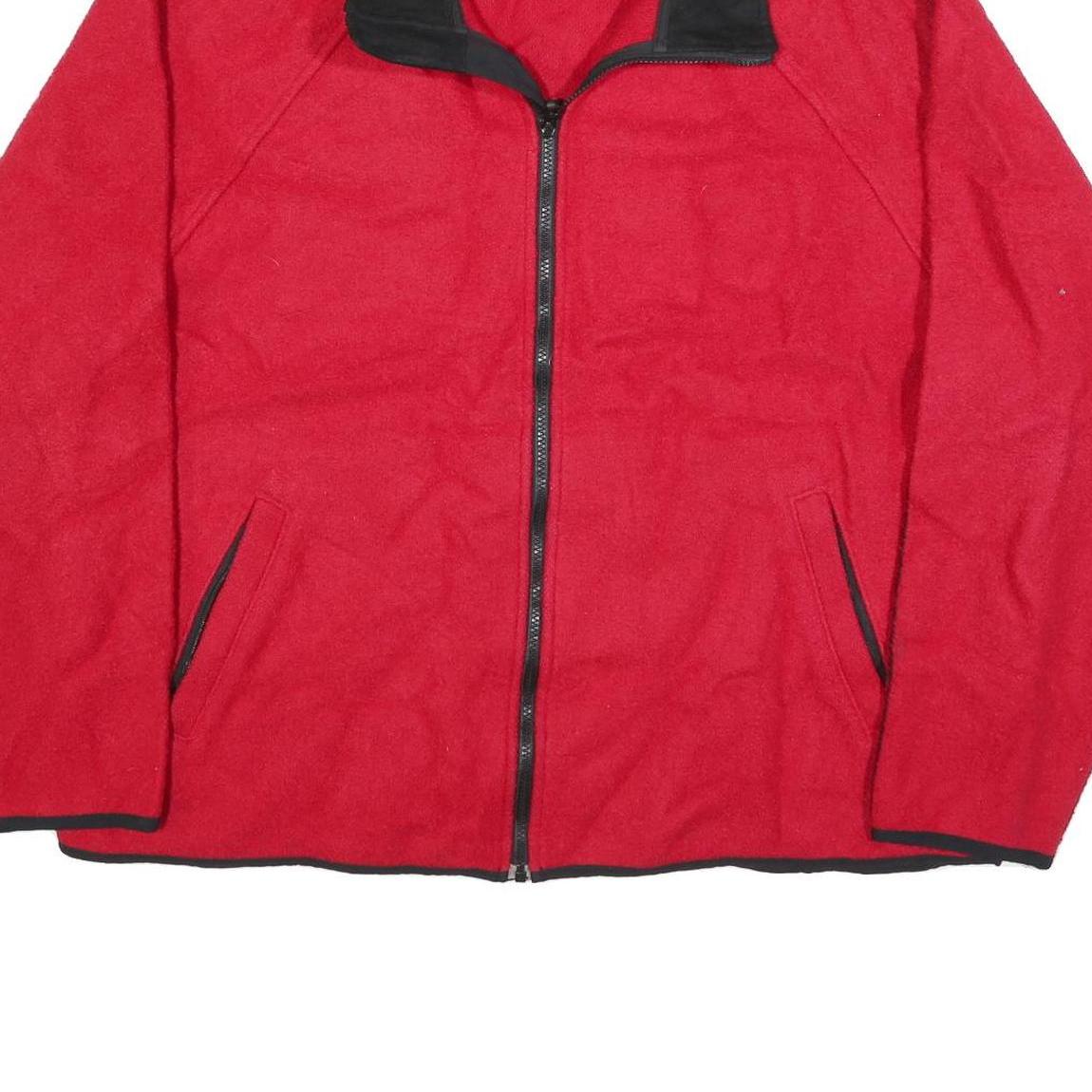 WOOLRICH Mens Red Black Zip Jacket XL Fleece Classic Comfortable Warm Outerwear