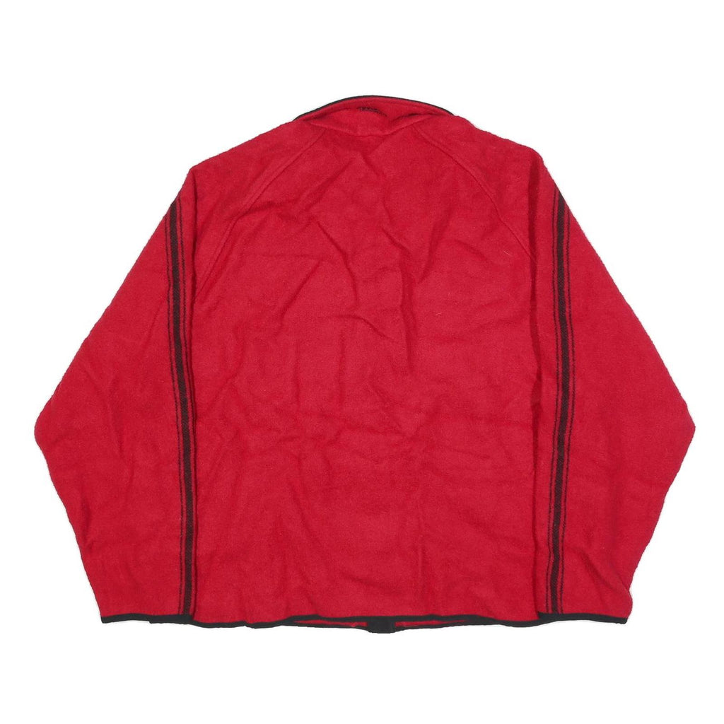 WOOLRICH Mens Red Black Zip Jacket XL Fleece Classic Comfortable Warm Outerwear