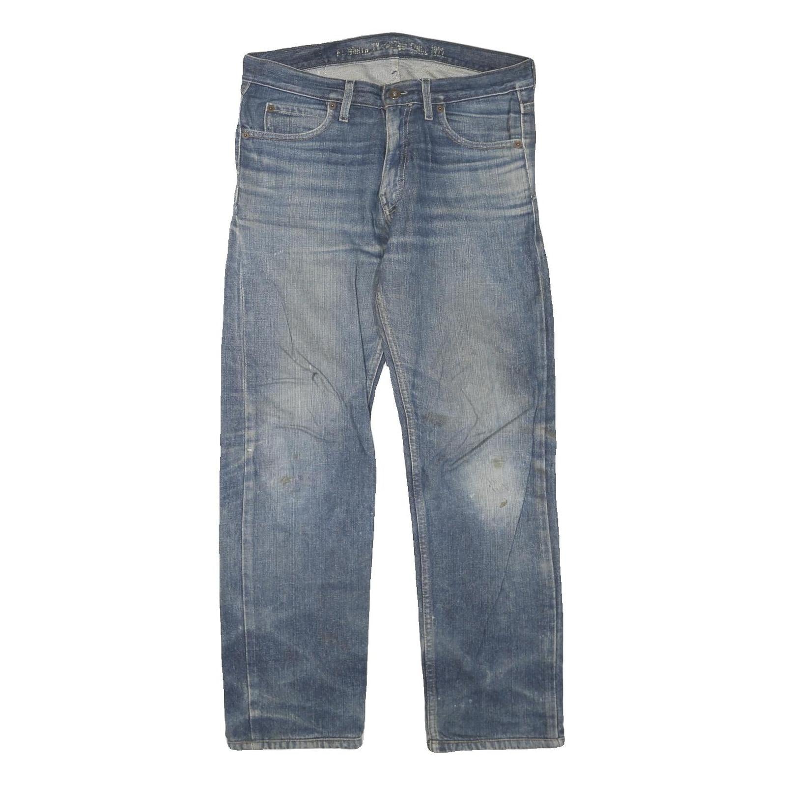 DICKIES Mens Blue Regular Fit Straight Leg Denim W34 L30 Workwear Jeans Zip