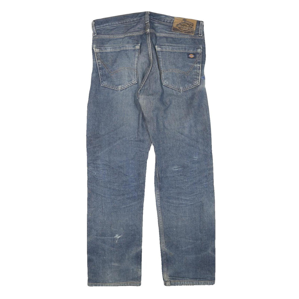 DICKIES Mens Blue Regular Fit Straight Leg Denim W34 L30 Workwear Jeans Zip