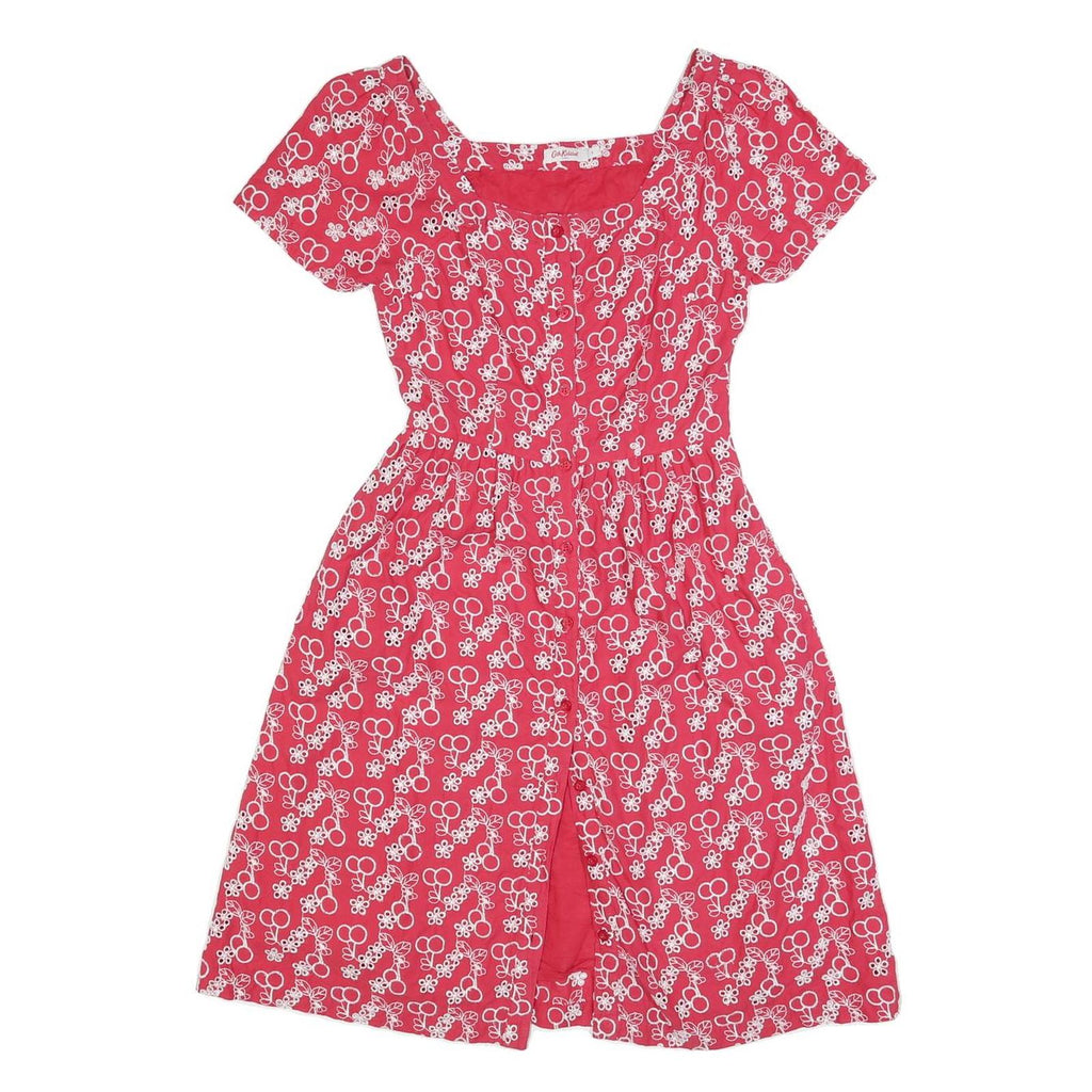 CATH KIDSTON Womens Red Cherry Print Day Dress Cotton Blend Short Sleeve XS
