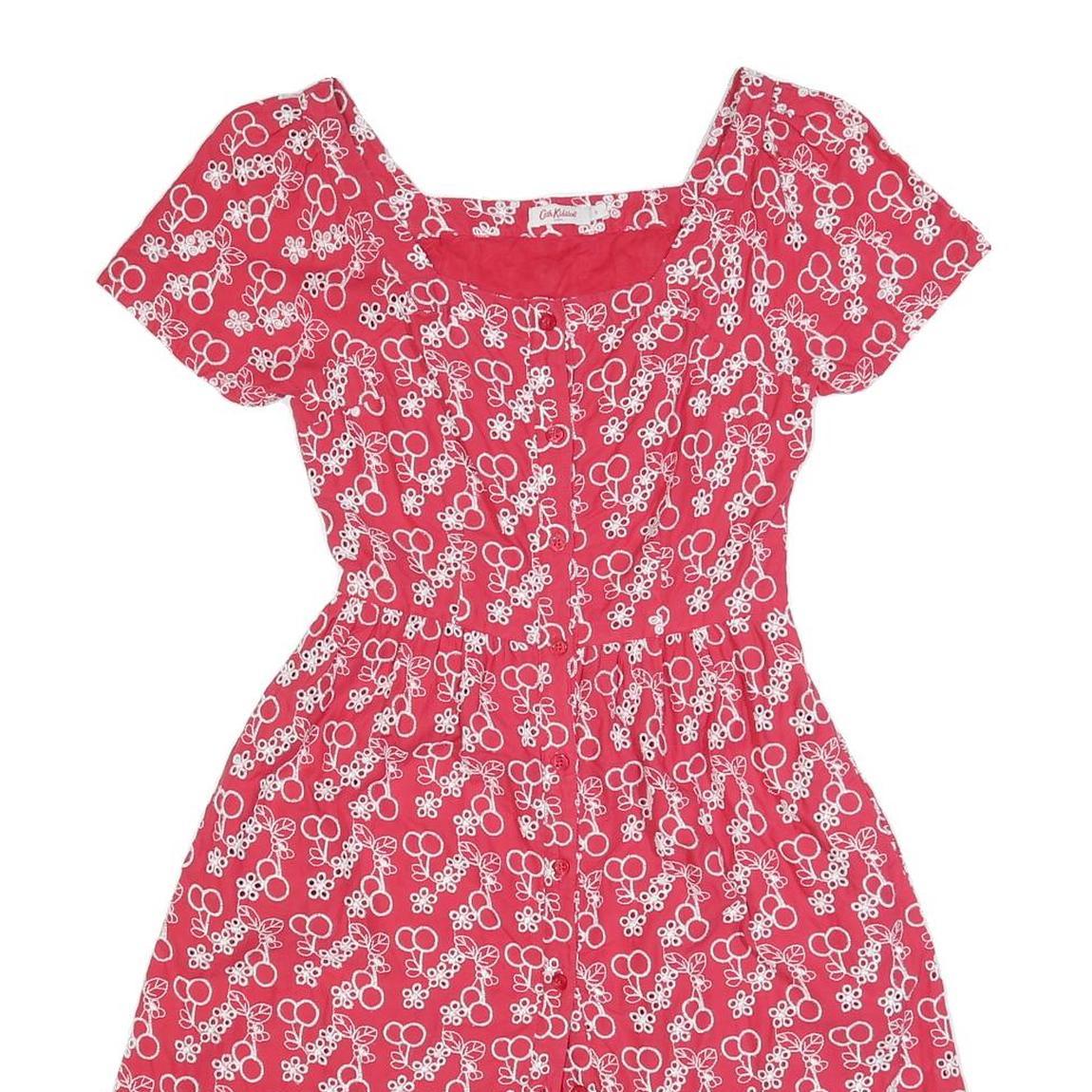 CATH KIDSTON Womens Red Cherry Print Day Dress Cotton Blend Short Sleeve XS