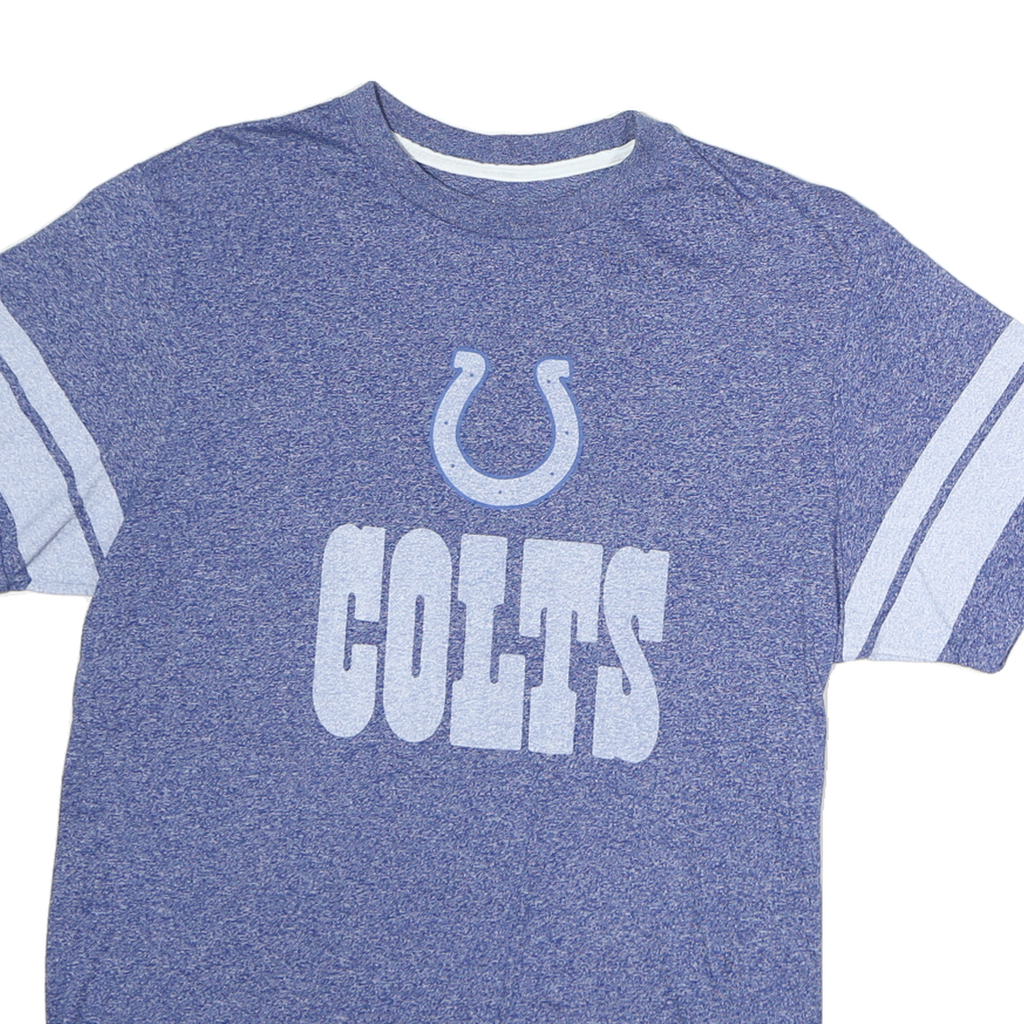 MAJESTIC Mens Blue Colts Graphic T-Shirt L Short Sleeve Crew Neck Sports