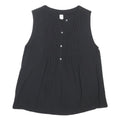 GAP Womens Black Sleeveless Button Neck Cotton Blend Top S Casual Summer