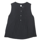 GAP Womens Black Sleeveless Button Neck Cotton Blend Top S Casual Summer