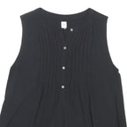 GAP Womens Black Sleeveless Button Neck Cotton Blend Top S Casual Summer