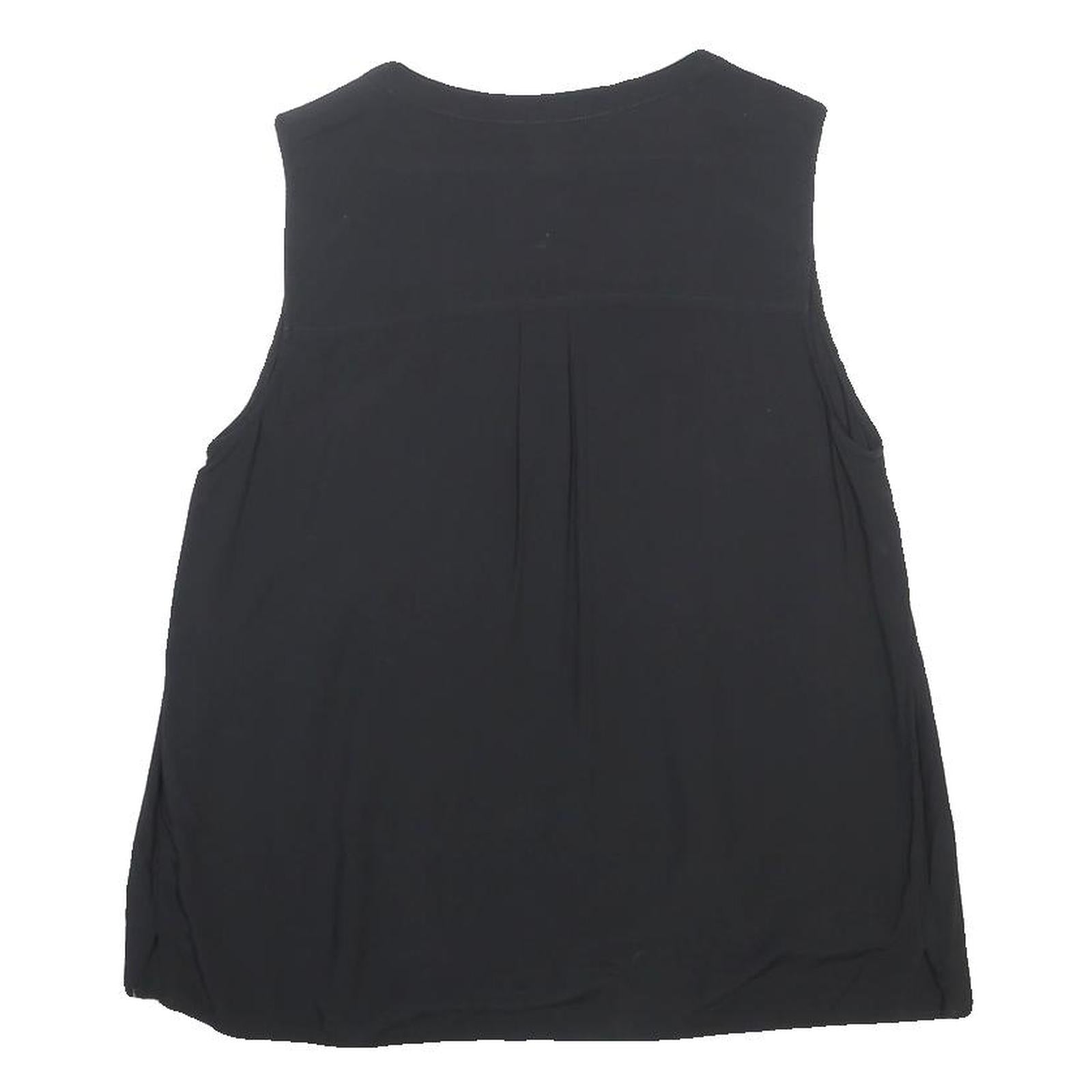 GAP Womens Black Sleeveless Button Neck Cotton Blend Top S Casual Summer