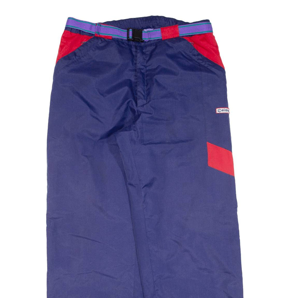 DELAVAY Belted Insulated Mens Trousers Blue Loose Tapered W34 L32
