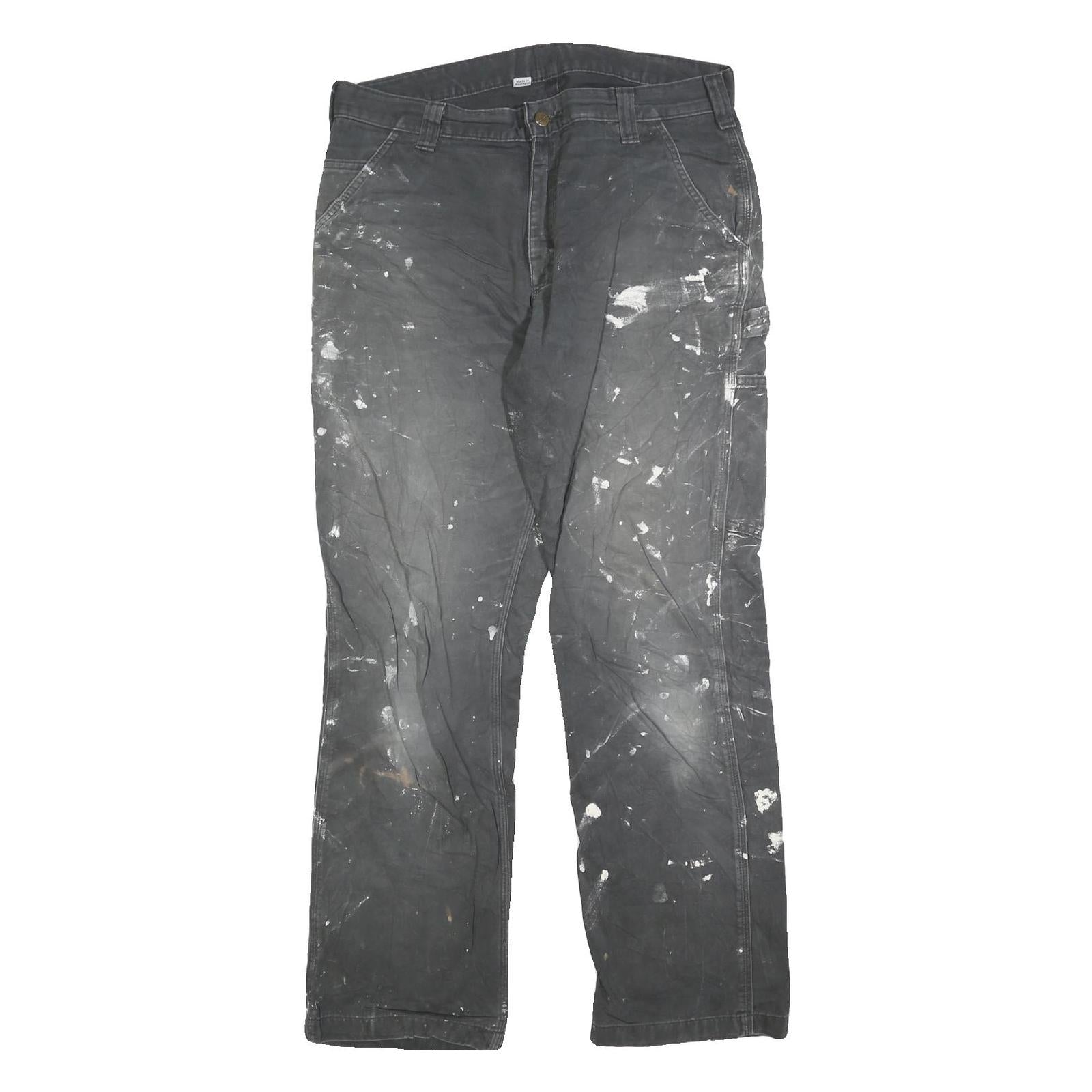 DICKIES Mens Cotton Blend Black Regular Straight Trousers W34 L32 Workwear