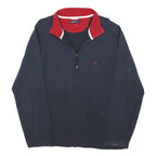 NAUTICA Mens Navy & Red Half Zip Sweatshirt L Cotton Blend Casual Pullover