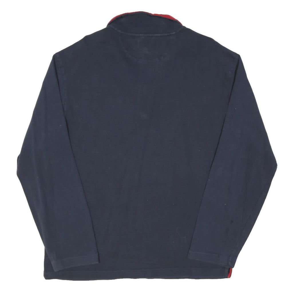 NAUTICA Mens Navy & Red Half Zip Sweatshirt L Cotton Blend Casual Pullover