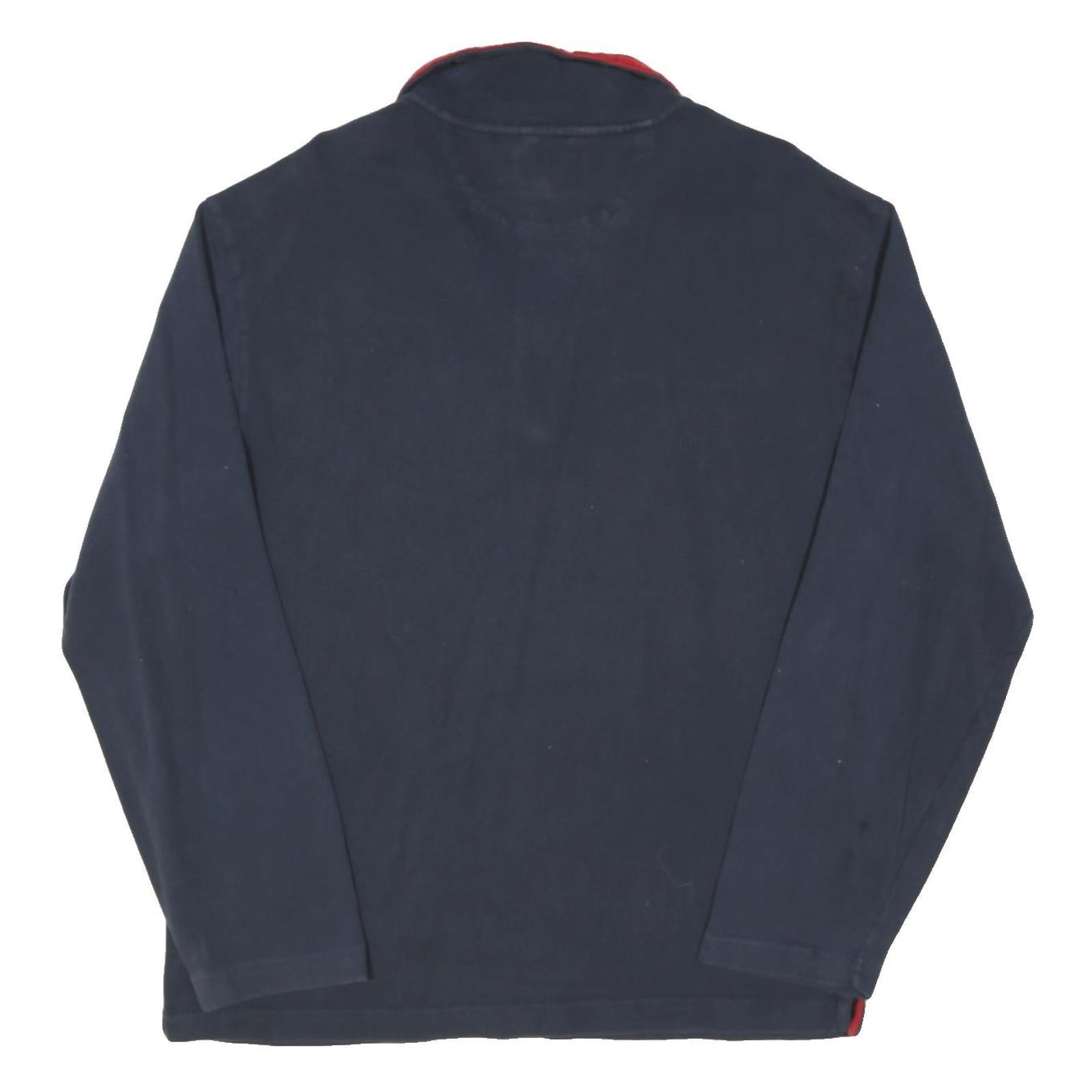 NAUTICA Mens Navy & Red Half Zip Sweatshirt L Cotton Blend Casual Pullover