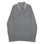 LOTTO Mens Grey Long Sleeve Plain L Polo Shirt Cotton Blend Casual