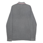 LOTTO Mens Grey Long Sleeve Plain L Polo Shirt Cotton Blend Casual
