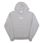 FILA Mens Grey Logo Pullover Hoodie S Cotton Blend Casual Sportswear