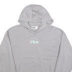 FILA Mens Grey Logo Pullover Hoodie S Cotton Blend Casual Sportswear