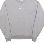 FILA Mens Grey Logo Pullover Hoodie S Cotton Blend Casual Sportswear