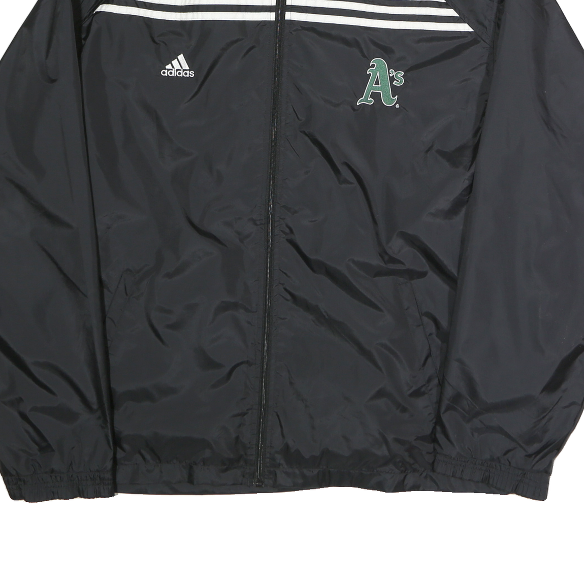 ADIDAS Mens Black & White Athletics Zip Jacket XL Polyester Plain Lightweight