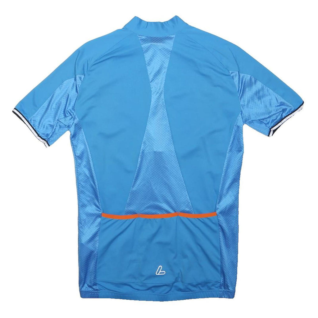 LÖFFLER Mens Blue Polyester Sports T-Shirt S Short Sleeve Quarter Zip Cycling