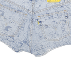 LEVI'S Womens Light Blue Denim Casual Shorts M W26 Peanuts Print Relaxed