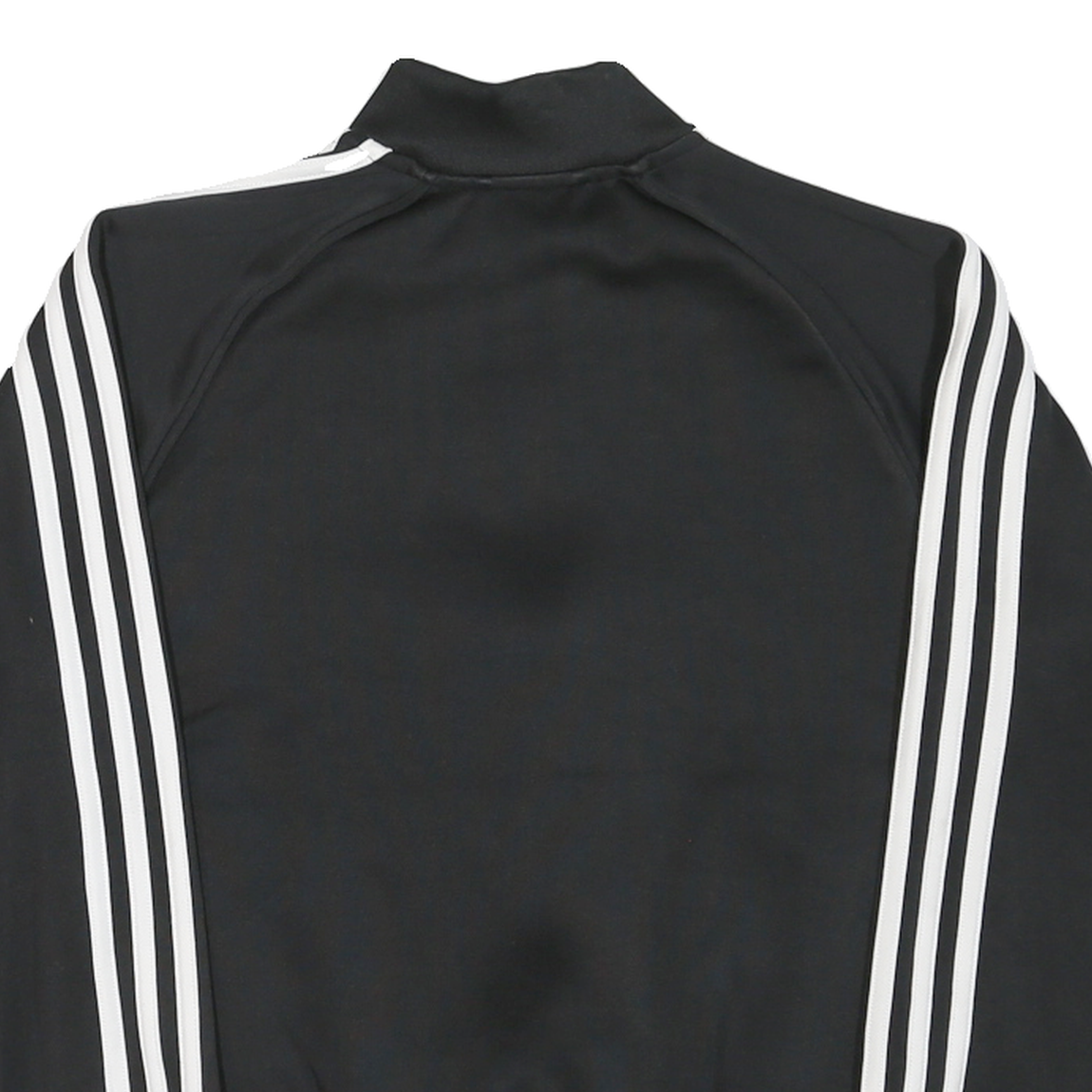 ADIDAS Mens Black White Track Jacket S Polyester Plain Sportswear Casual Zip