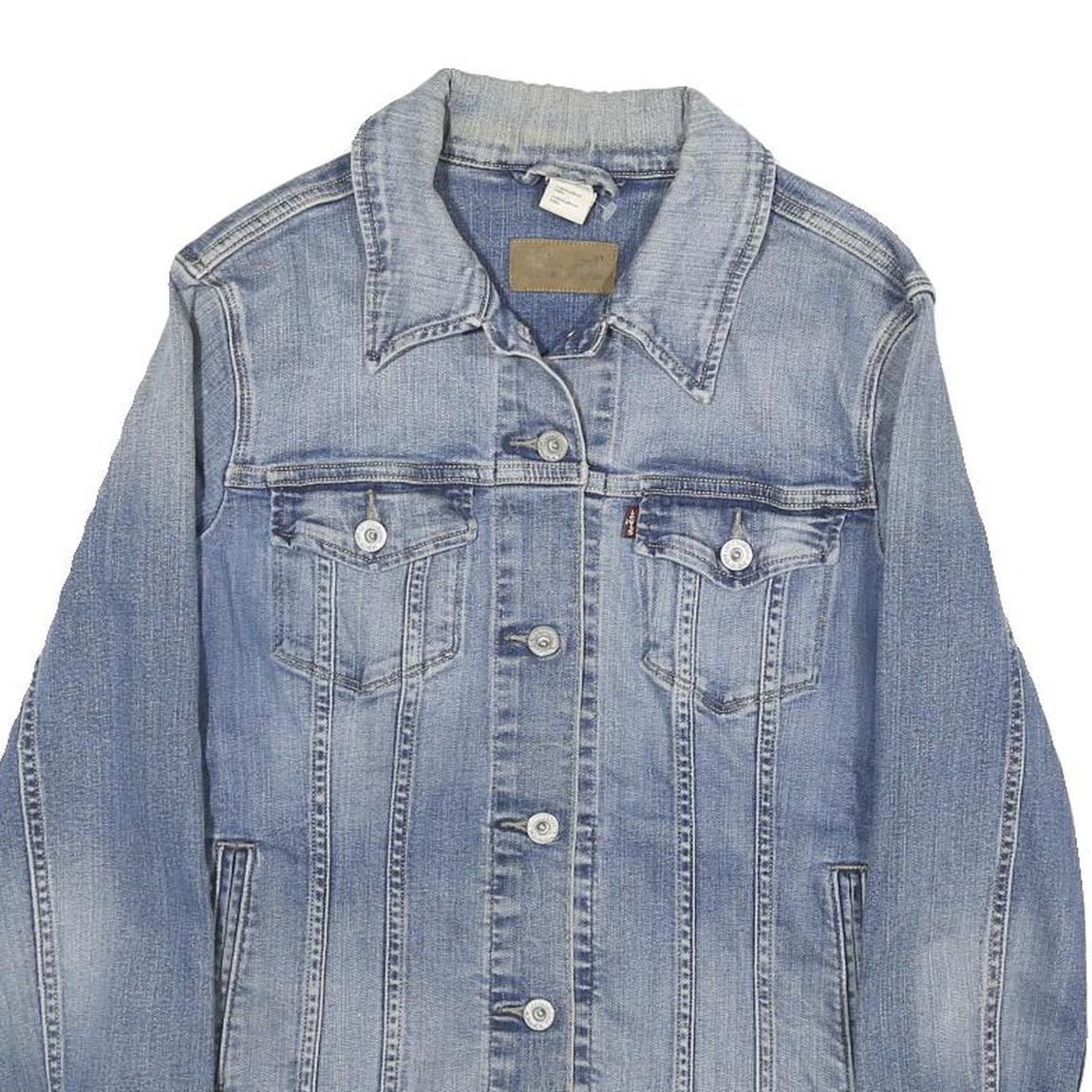 LEVI'S Womens Blue Denim Jacket L Cotton Button Plain Classic Casual Outerwear