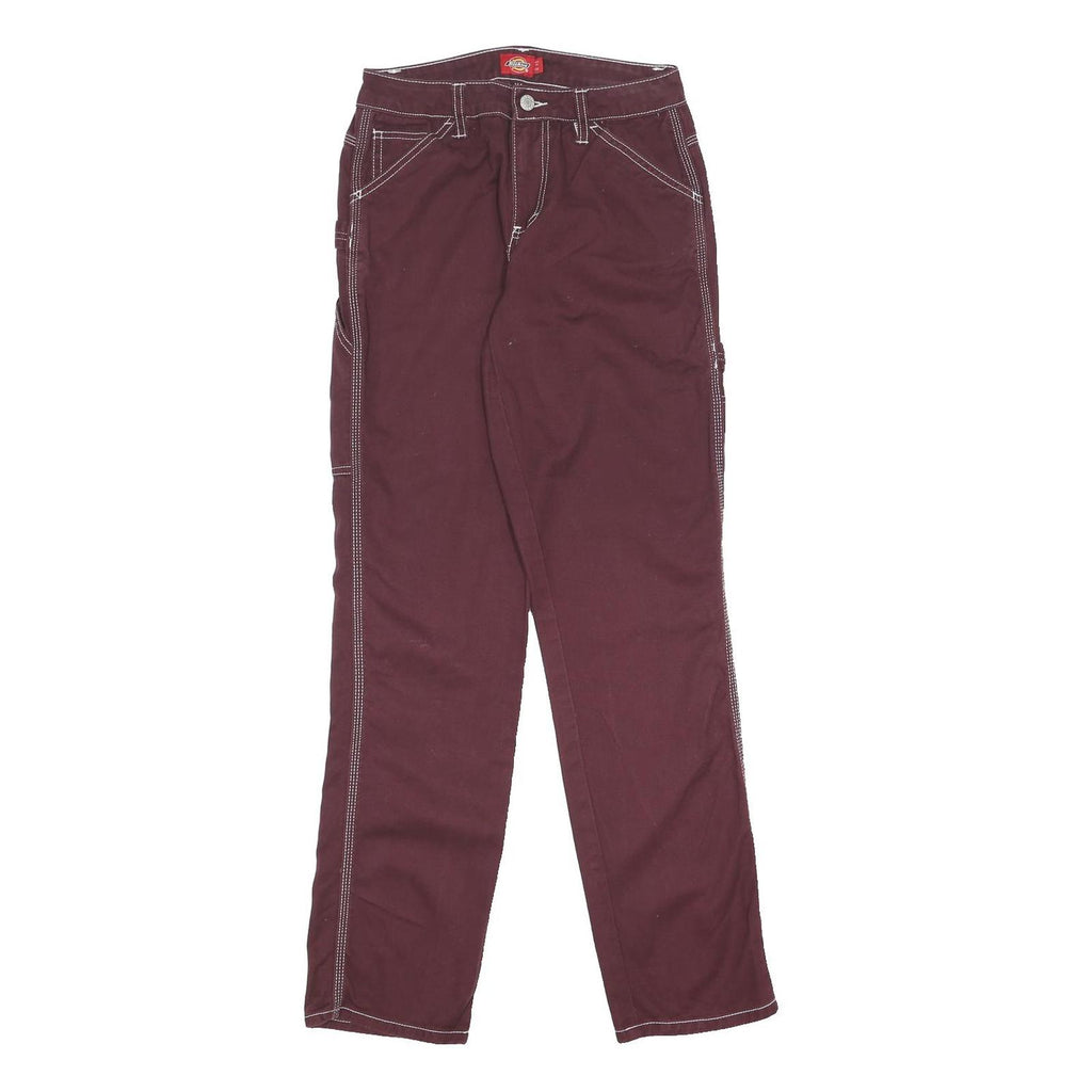 DICKIES Womens Regular Maroon Straight Denim W24 L30 Carpenter Workwear Zip