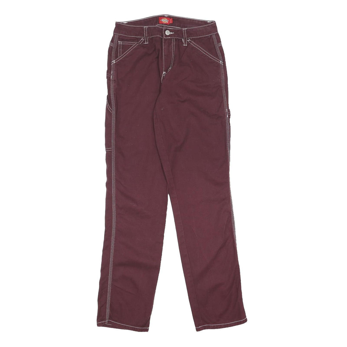 DICKIES Womens Regular Maroon Straight Denim W24 L30 Carpenter Workwear Zip